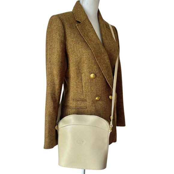 Vintage Longchamp Leather Bag Crossbody Adjustable Off White Cream Gold - Picture 3 of 8